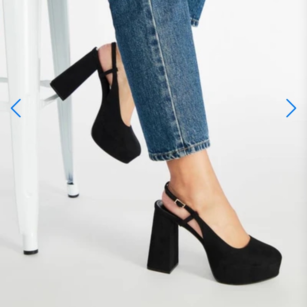 JustFab Black Slingback Platform Heels